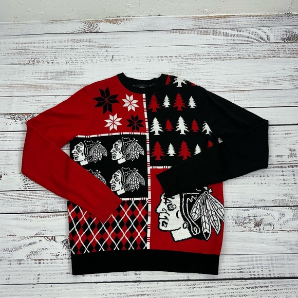 NFL Chicago Blackhawks Size Large Ugly Christmas Sweater - Picture 1 of 14